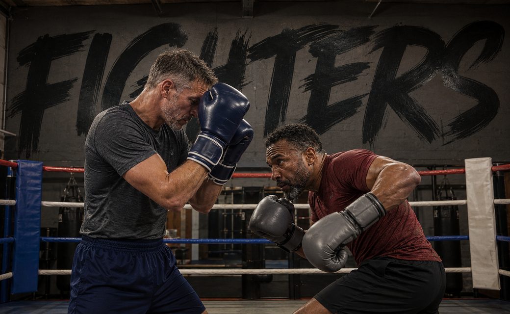 Two Fighters members squared up and ready to work in the ring